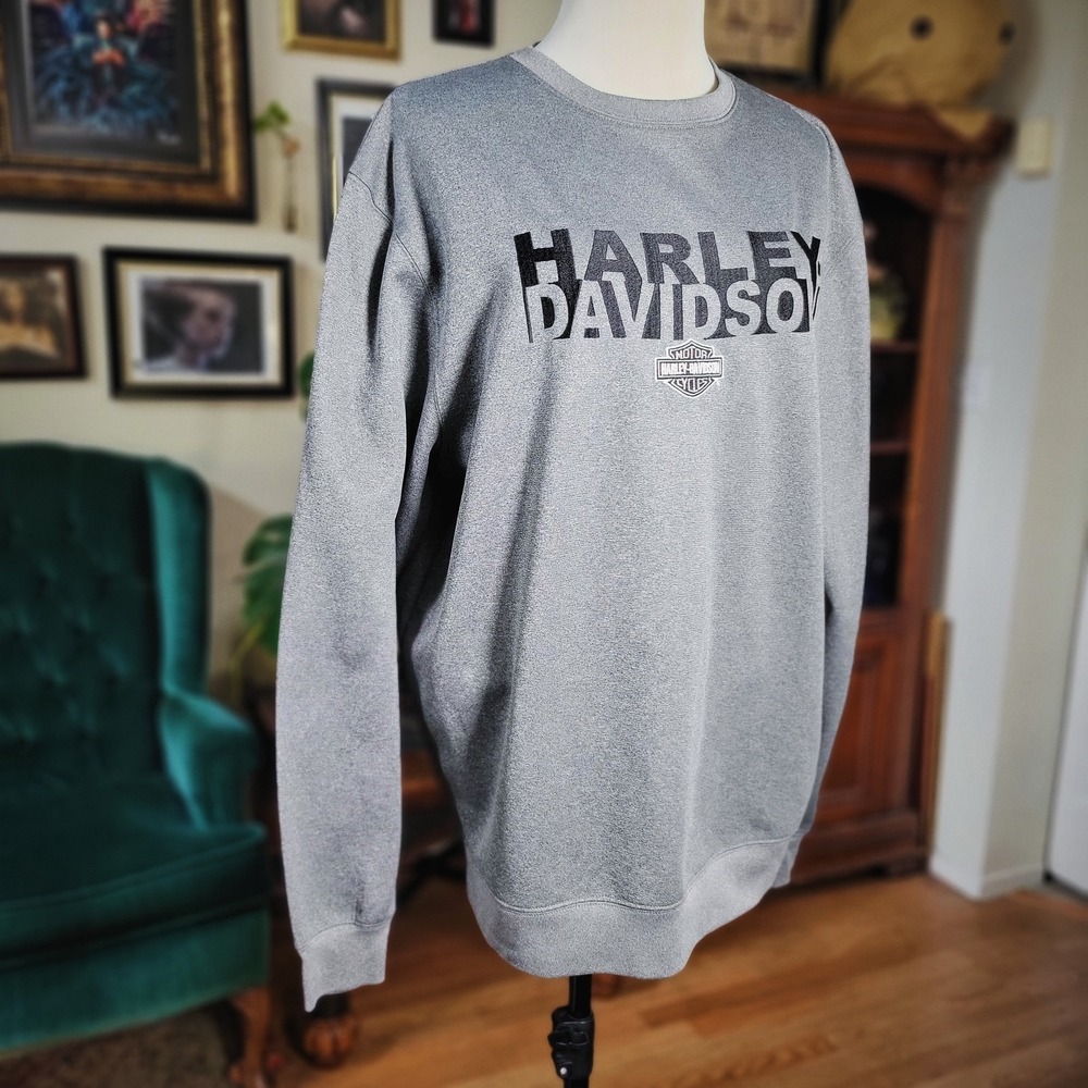 Harley Davidson Crewneck Sweatshirt Gray Valparaiso Indiana Biker Mens Large L